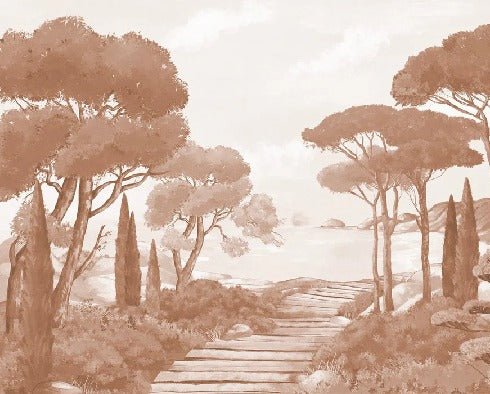 Tapete „Spaziergang in den Calanques Terrakotta“