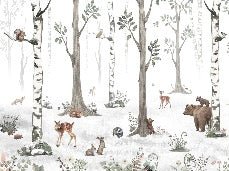 Primavera foresta animali carta da parati