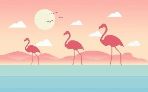 Carta da parati tropicale con fenicotteri rosa per bambini