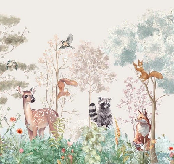 Papier peint chambre enfant nature magique beige