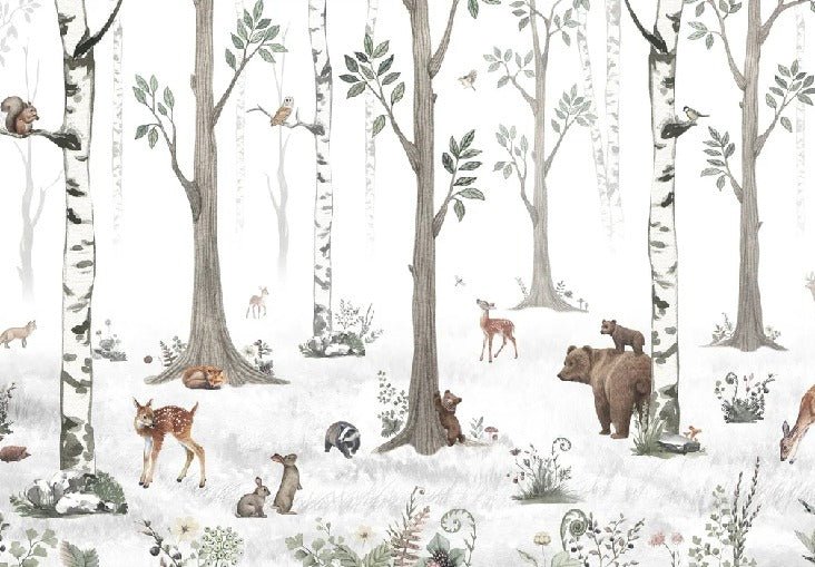 Primavera foresta animali carta da parati