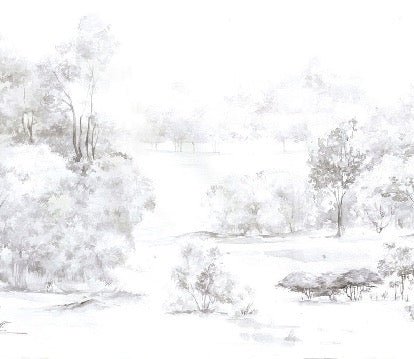 Tapete Kiefernwald Aquarell