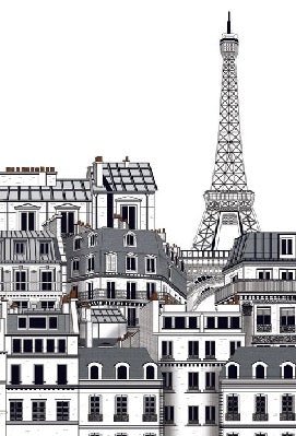 Französische Tapete die Dächer von Paris