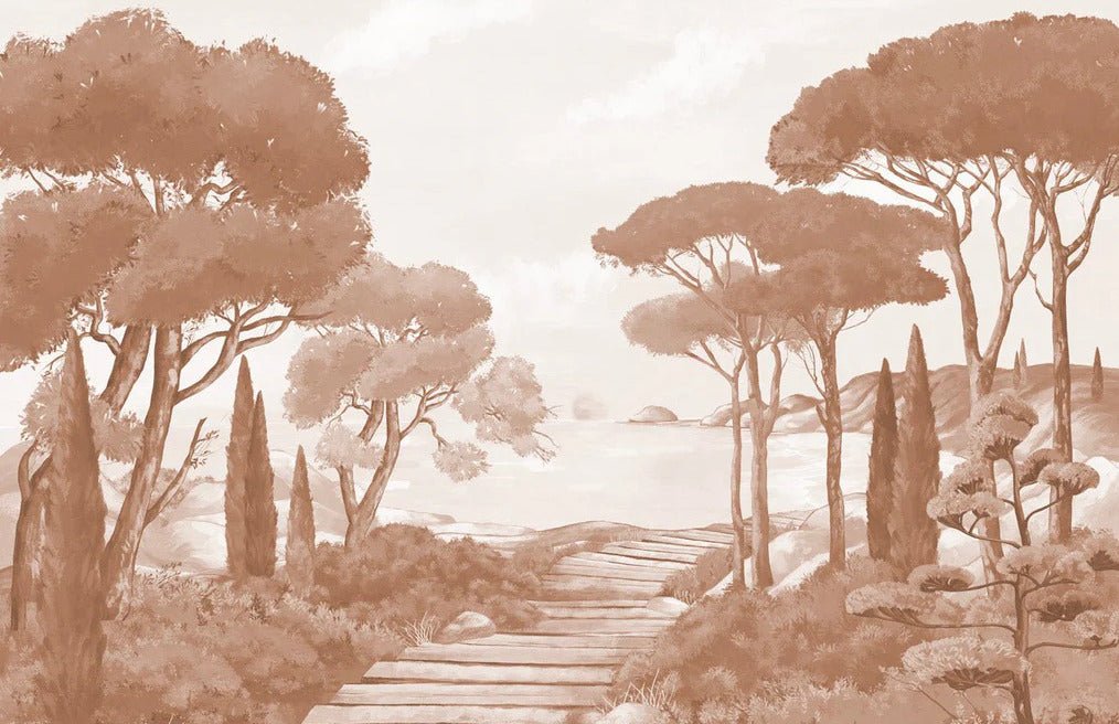 Carta da parati Passeggiata nei torrenti in terracotta