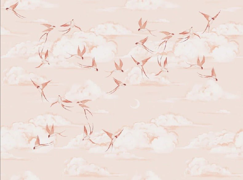 Carta da parati poetica per la cameretta dei bambini in terracotta