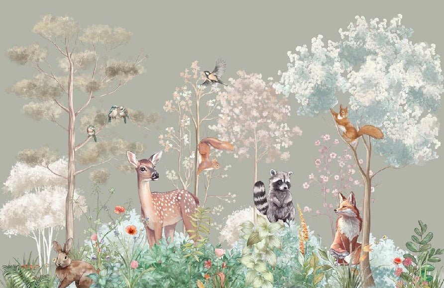 Papier peint chambre enfant nature magique sauge, XXL, tendance