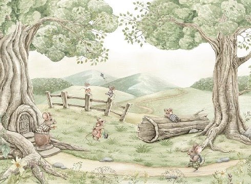 Babytapete Familie Maus