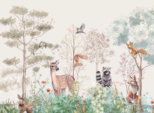 Papier peint chambre enfant nature magique beige