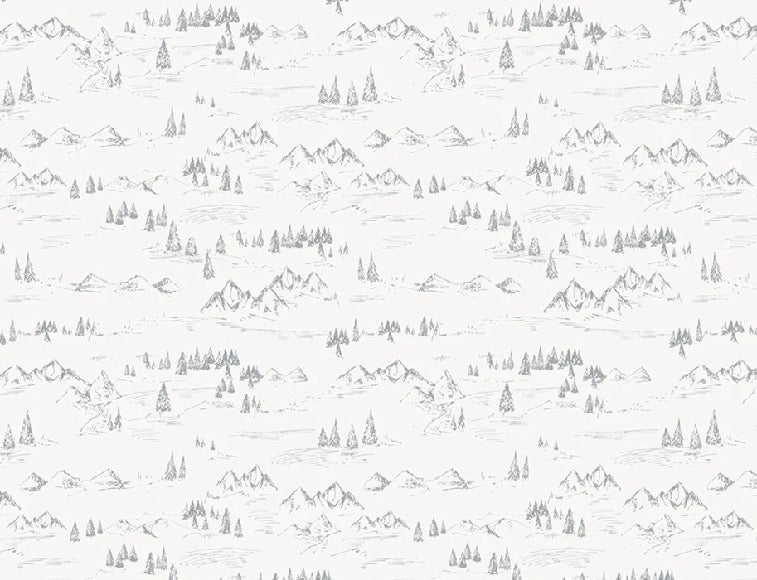 Papier peint illustration montagne et sapin