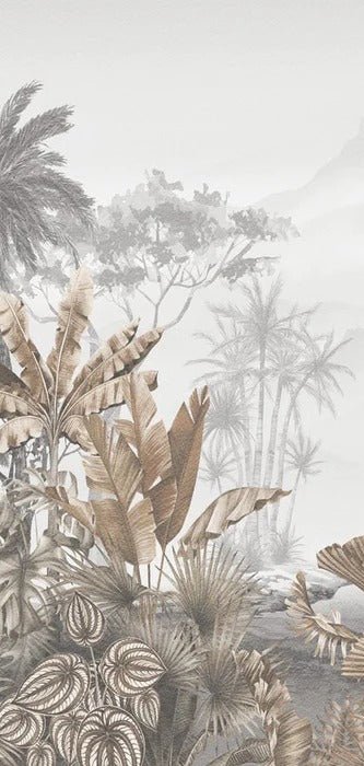 Papier peint wc tendance tropical sépia