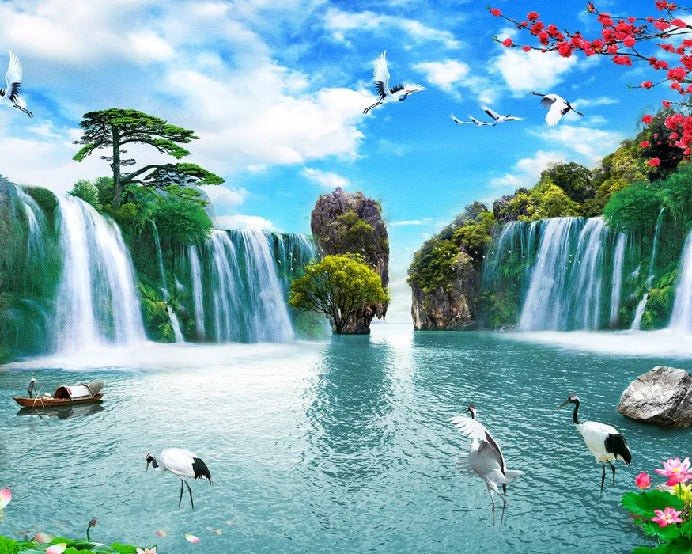 Cascade Asie Zen panoramic wallpaper