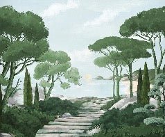 Papier peint balade dans les calanques vert, XXL, tendance