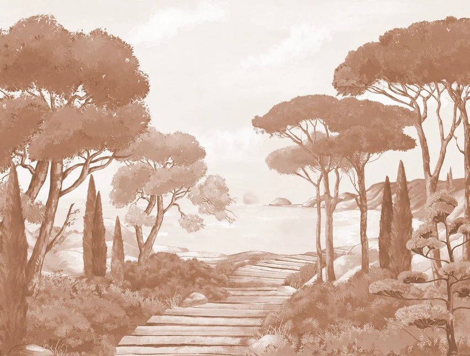 Tapete „Spaziergang in den Calanques“ Terrakotta