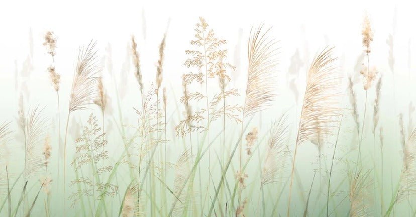 Carta da parati con fiori di campo e grano verde