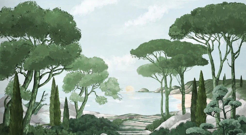 Tapete Spaziergang in den Calanques grün