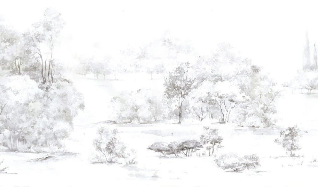 Tapete Kiefernwald Aquarell