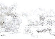 Tapete Kiefernwald Aquarell