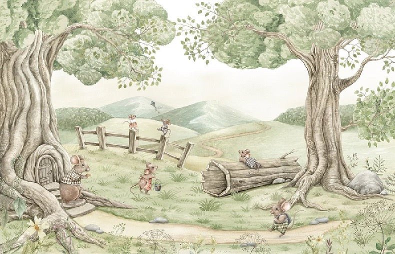 Babytapete Familie Maus