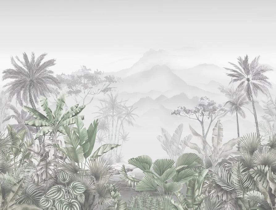 Carta da parati tropicale verde di tendenza