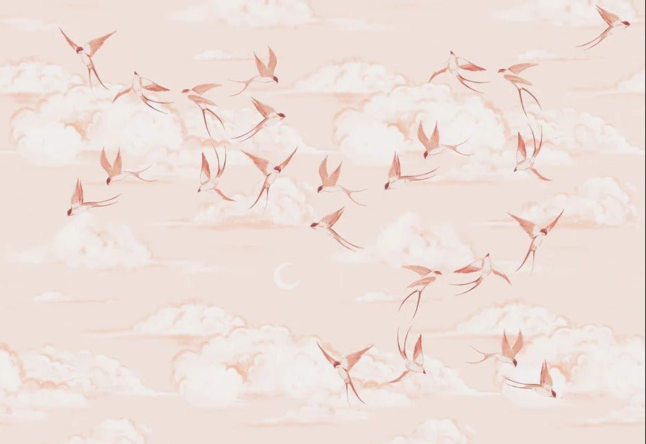 Carta da parati poetica per la cameretta dei bambini in terracotta