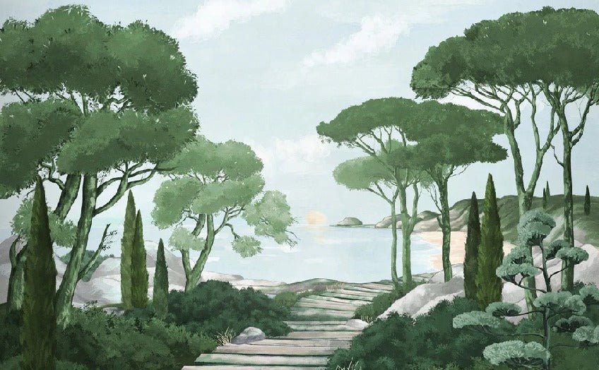 Tapete Spaziergang in den Calanques grün