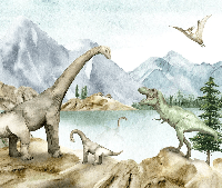 Carta da parati dinosauri acquerello