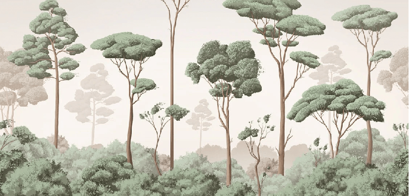 Papier peint brise légère pinède