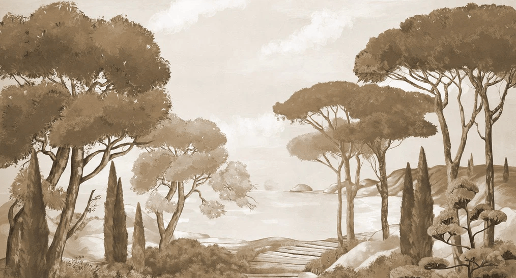 Papier peint balade dans les calanques monochrome