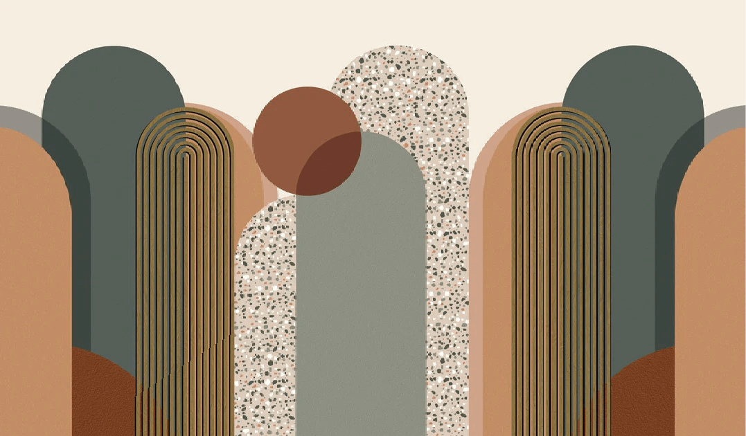 Carta da parati Art Déco grafica di tendenza