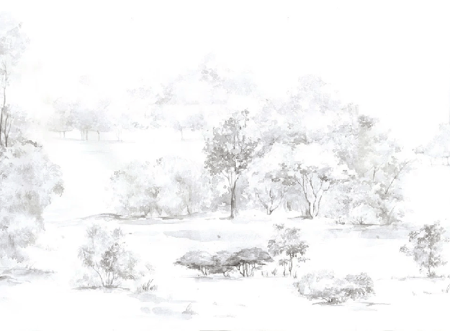 Carta da parati foresta di pini acquerello