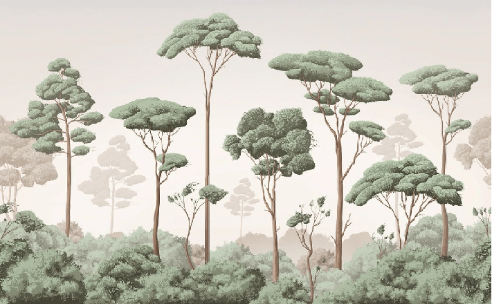 Papier peint brise légère pinède