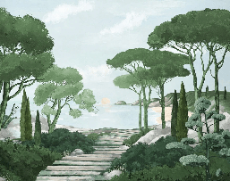 Tapete Spaziergang in den Calanques grün