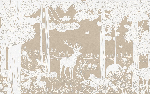 Carta da parati con animali del bosco beige