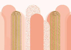 Carta da parati Art Déco grafica con tendenza rosata