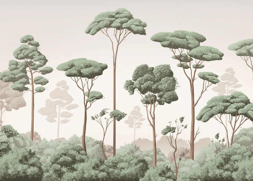 Papier peint brise légère pinède