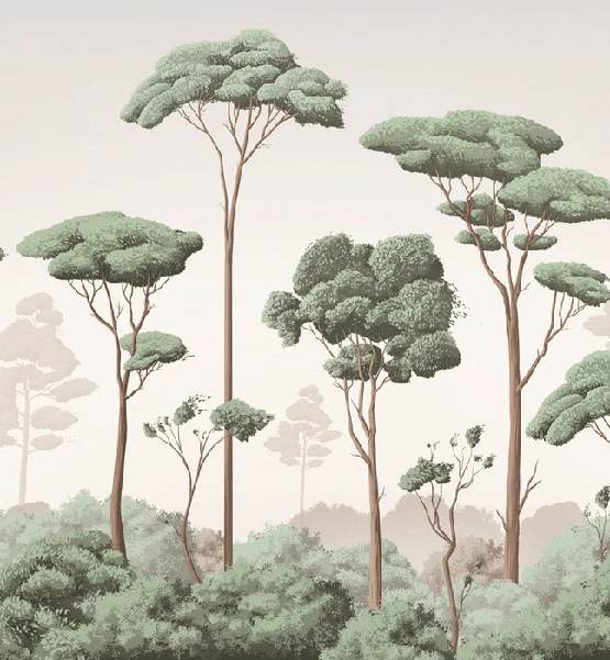 Papier peint brise légère pinède