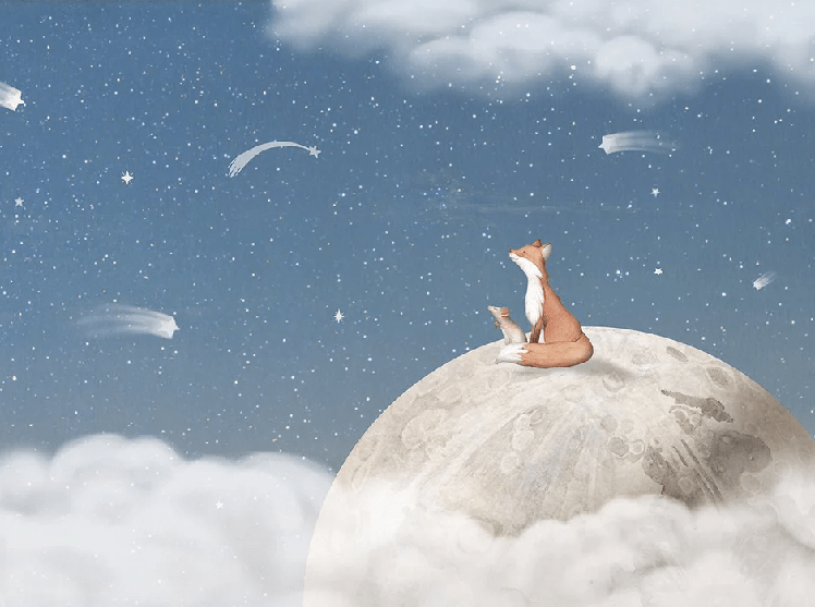 Carta da parati per bambini notte rilassante blu