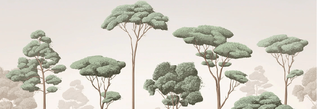 Papier peint brise légère pinède