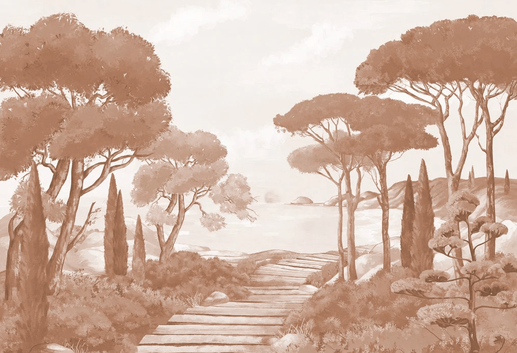 Tapete „Spaziergang in den Calanques“ Terrakotta