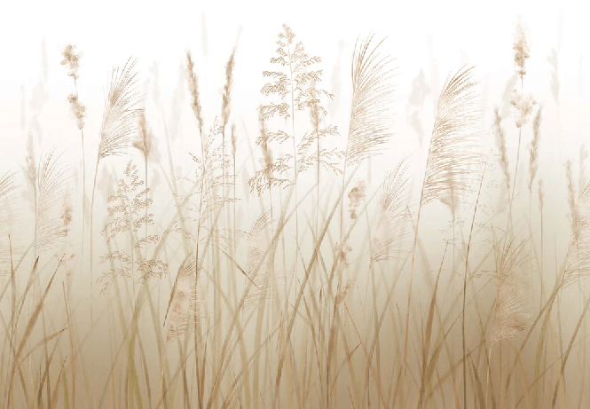 Carta da parati con fiori di campo e grano