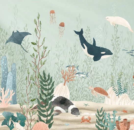 Carta da parati per bambini mondo marino