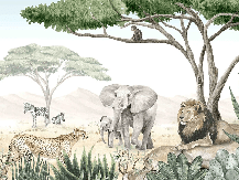 Carta da parati per bambini con motivo savana dipinto