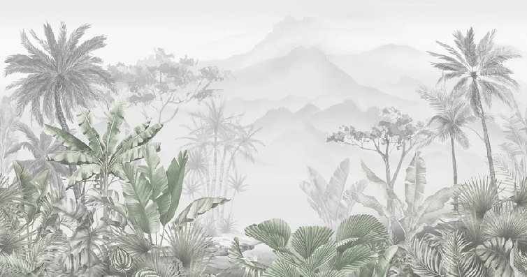 Carta da parati tropicale verde di tendenza