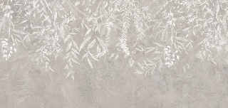 Carta da parati con motivo vegetale moderno beige