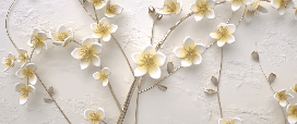 Carta da parati fiori bianchi 3D