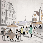 Französische Tapete Paris Café Terrasse