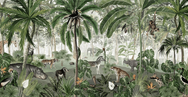 Papier peint bébé harmonie des animaux, XXL, tendance