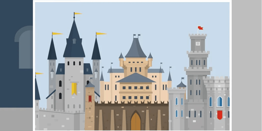Carta da parati per bambini castello principe e cavaliere
