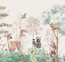 Carta da parati per la cameretta dei bambini magic nature beige