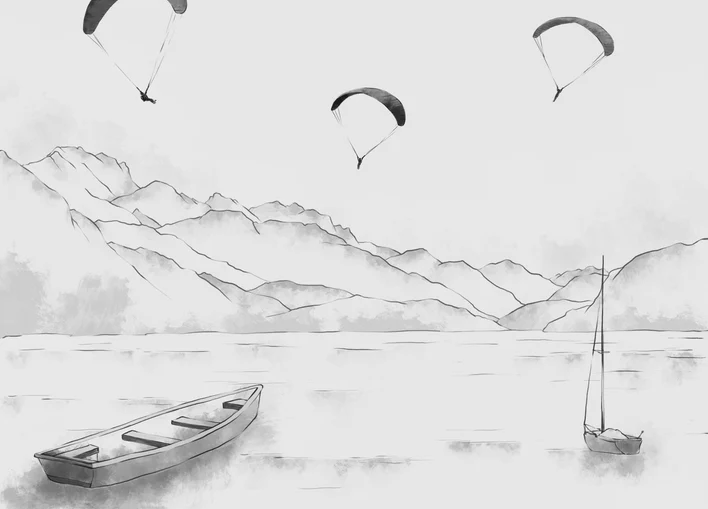 Papier peint Annecy - cimes & art en monochrome